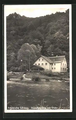 AK Gössweinstein, Gasthaus Stempfermühle mit Wehr