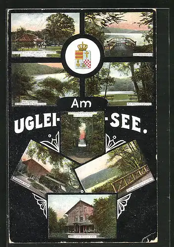 AK Eutin, Gasthaus zum Uglei (am See), Inh. August Holzbach, Hotel und Pension Uglei, 600jährige Eiche