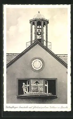 AK Hameln / Weser, Rattenfänger-Kunstuhr mit Glockenspiel am Rathaus