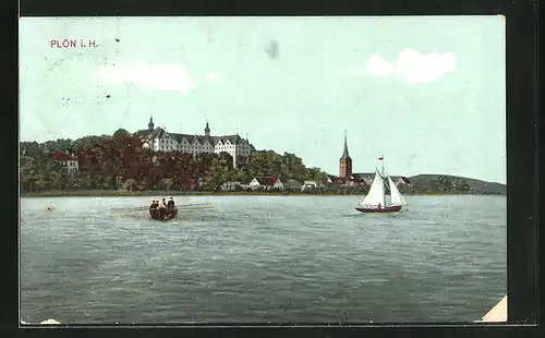 AK Plön, Boote vor dem Schloss