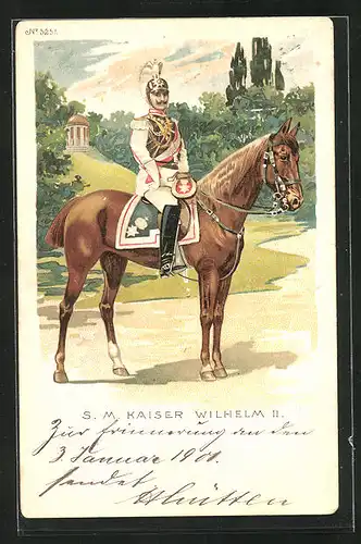 AK S. M. Kaiser Wilhelm II. auf Pferd