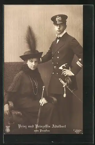 AK Prinz und Prinzessin Adalbert von Preussen in Uniform