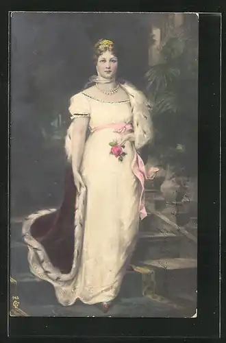 AK Königin Luise von Preussen im Hermelinmantel mit Schleife