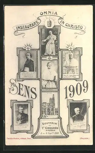 AK Sens, 1er Congrès Diocésain 1909, Kirche, Geistlicher