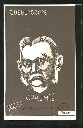 Künstler-AK Philippe Norwins: Portrait von Joseph Chaumié, Frankreich, Gueuloscope
