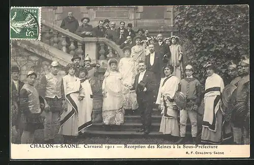 AK Chalon-sur-Saone, Carnaval 1911 Reception des Reines à la Sous-Préfecture