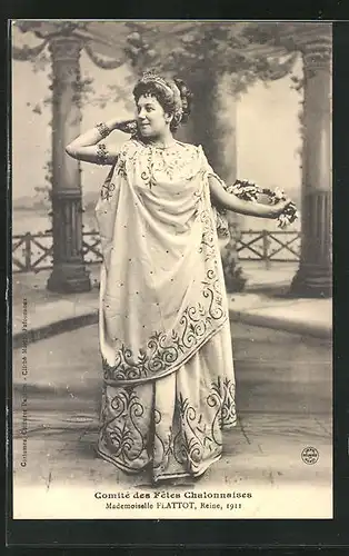 AK Chalon, Mademoiselle Flattot- Reine des Reines 1911 - Comite des Fêtes Chalonnaises - Schönheitskönigin