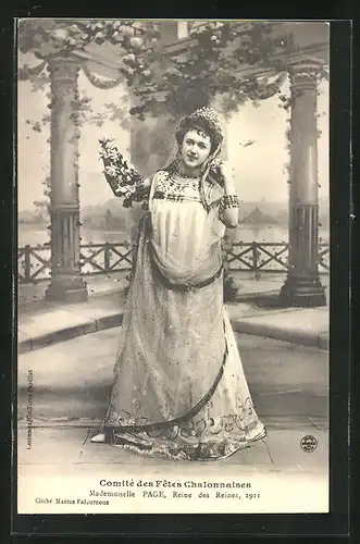 AK Chalon-sur-Saone, Carnaval 1911 - Mademoiselle Page, La Reine des Reines - Schönheitskönigin