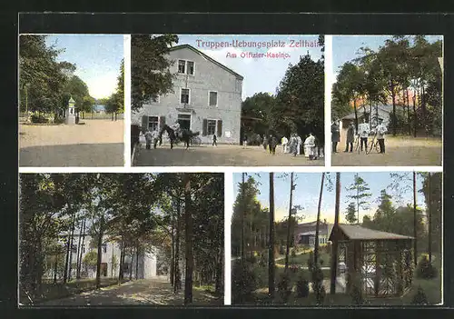 AK Zeithain, Truppen-Übungsplatz, Am Offizier-Kasino, Soldaten mit Fahrrädern, Pavillon