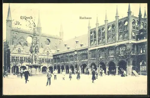 AK Lübeck, Rathaus und Brunnen