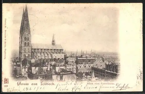 AK Lübeck, Blick vom Petriturm auf die Kirche