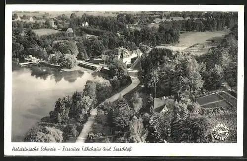 AK Fissau, Fliegeraufnahme vom Fährhaus und Seeschloss