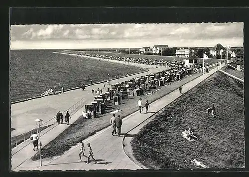 AK Büsum, Blick von der Liegehalle zum Strand