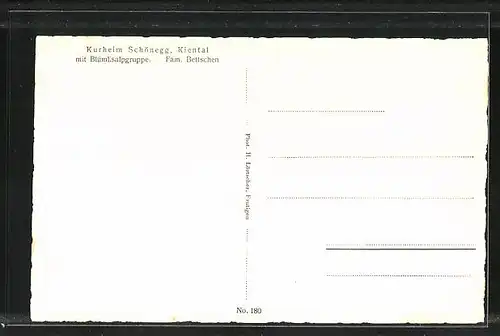 AK Kiental, Kurheim Schönegg mit Blümlisalgruppe