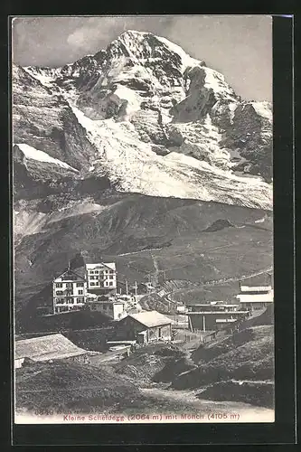 AK Scheidegg, Ortsansicht mit Pass und Mönch