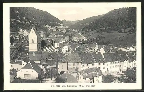 AK Saint-Ursanne, Panorama et le Viaduc