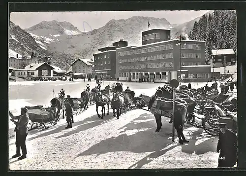 AK Arosa, Post-Hotel mit Bahnhofplatz