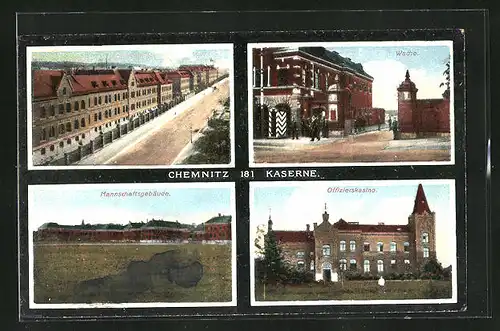 AK Chemnitz, Kaserne, Offizierskasino, Mannschaftsgebäude, Wache