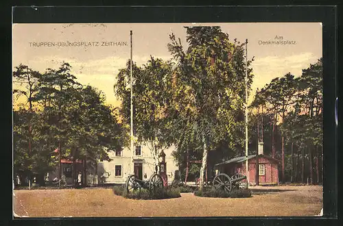 AK Zeithain, Truppenübungsplatz, Kanonen am Denkmalsplatz