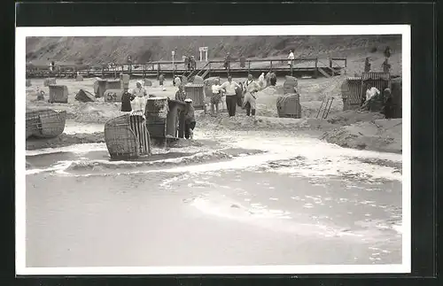 Foto-AK Wenningstedt /Sylt, Strand nach Sturmflut