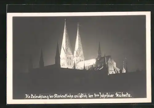 AK Lübeck, Die Beleuchtung der Marienkirche anlässlich der 700-Jahre-Feier