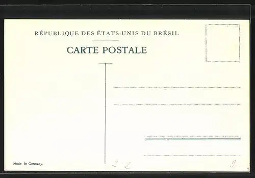 Lithographie Brasilianische Briefmarken, Nationalflagge, Landkarte von Südamerika