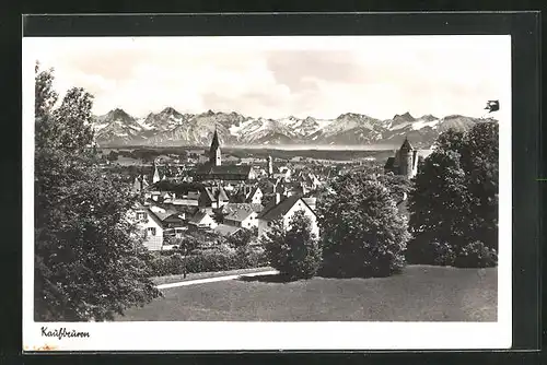 AK Kaufbeuren, Generalansicht mit Alpenpanorama