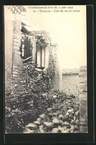 AK Tremblement de terre du 11 Juin 1909 - Venelles-Coin de rue en ruines, Erdbeben