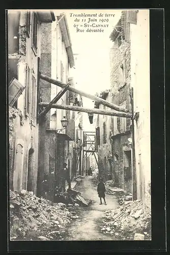 AK Tremblement de terre du 11 Juin 1909 - St. Cannat - Rue dèvastèe, Erdbeben