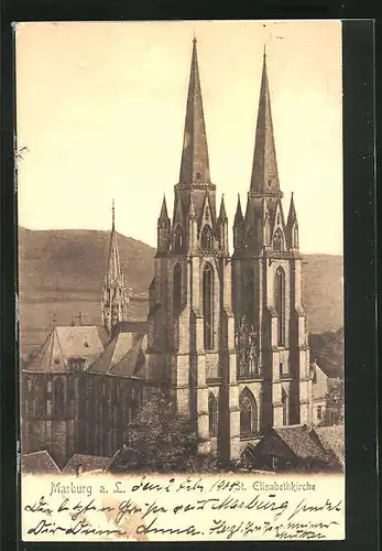 AK Marburg a.S., Blick auf die Elisabethkirche
