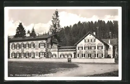 AK Oberammergau, vor dem Hänsel- und Gretelheim