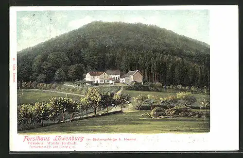 AK Honnef, Blick auf das Forsthaus Löwenburg