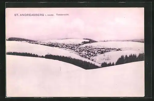 AK St. Andreasberg i. Harz, Gesamtansicht im Schnee