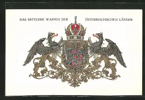 AK Rotes Kreuz Nr. 285, das mittlere Wappen der österreichischen Länder, Drachen und Krone