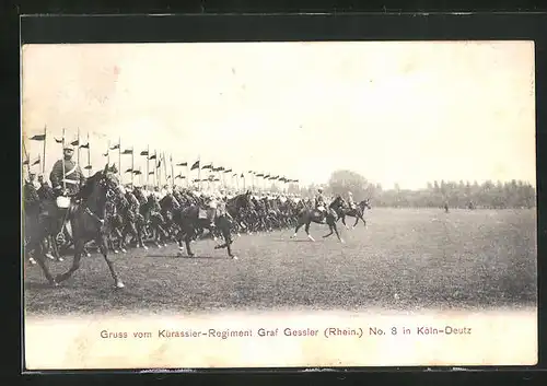 AK Köln-Deutz, Kürassier-Regiment Graf Gessler beim Exerzieren