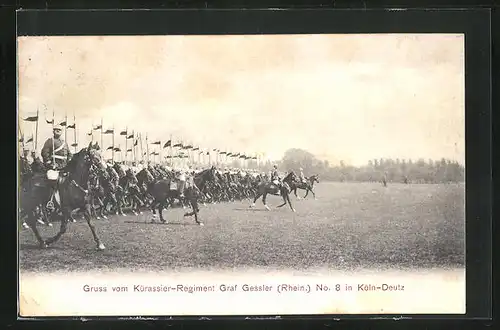 AK Köln-Deutz, Kürassier-Regiment Graf Gessler No.8 beim Ausritt