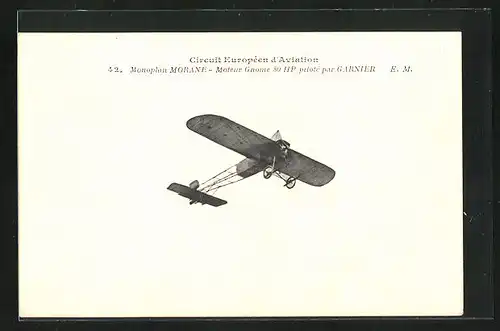 AK Circuit Europeen d`Aviation, Monoplan Morane, Moteur Gnome, das Flugzeug am Himmel