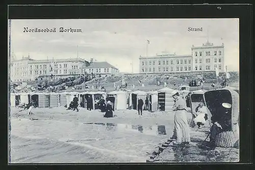 AK Borkum, Strandpartie mit Steg