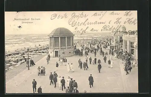 AK Borkum, Strandleben an der Promenade