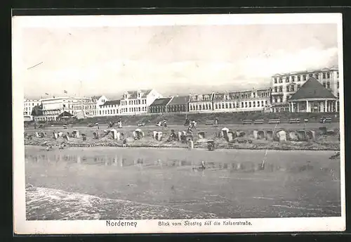 AK Norderney, Blick vom Seesteg auf die Kaiserstrasse