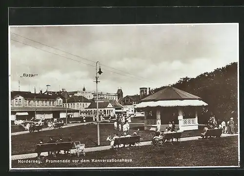 AK Norderney, Promenade vor dem Konversationshaus, Bazar