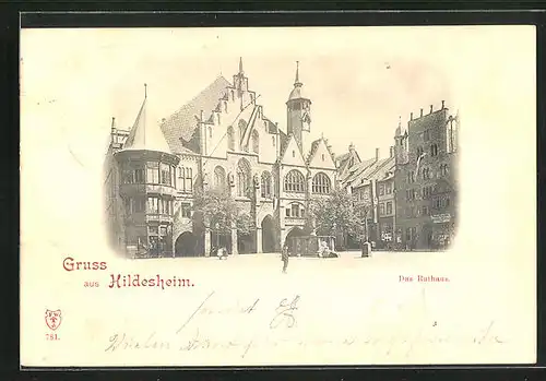 AK Hildesheim, Rathaus mit Brunnen