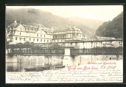 AK Bad Ems, Kurhaus und Gitterbrücke