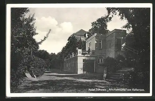 AK Eutin, Blick zur alten Kalkhütte am Kellersee