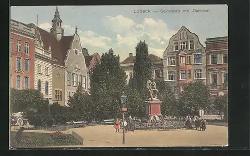 AK Lübeck, Geibelplatz mit Denkmal