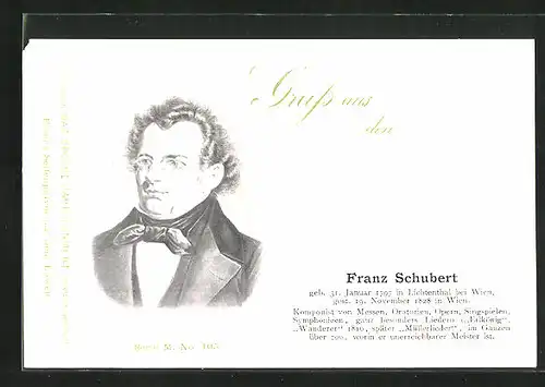 AK Porträtbild von Franz Schubert