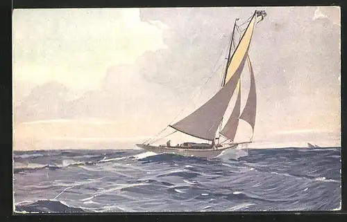 AK Segelboot auf hoher See