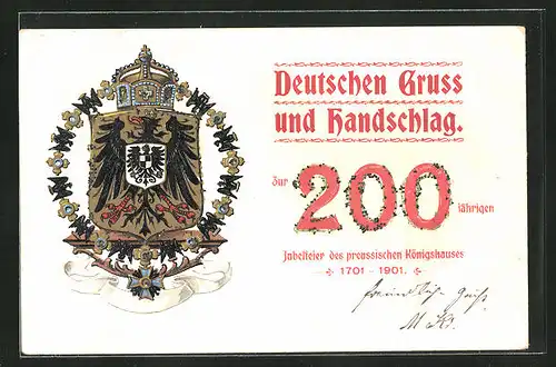 AK Zur 200. jährigen Jubelfeier des preussichen Königshauses, Wappen
