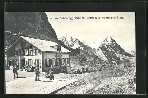 AK Grosse Scheidegg, Hotel Grosse Scheidegg, Mönch und Eiger