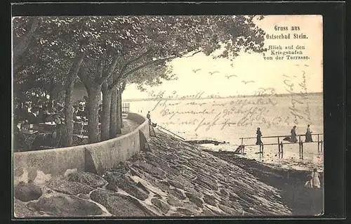 AK Stein, Blick auf den Kriegshafen von der Terasse